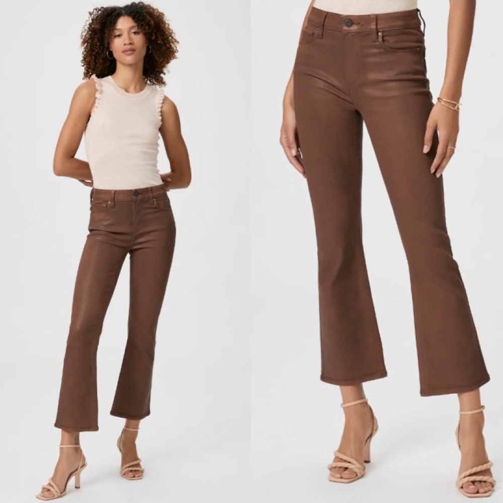 Paige Claudine in Cognac Luxe Coating Pants Browns